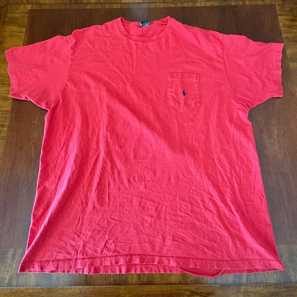 Polo Ralph Lauren Pocket T Shirt Red USA Made Cotton Pony Logo Tee